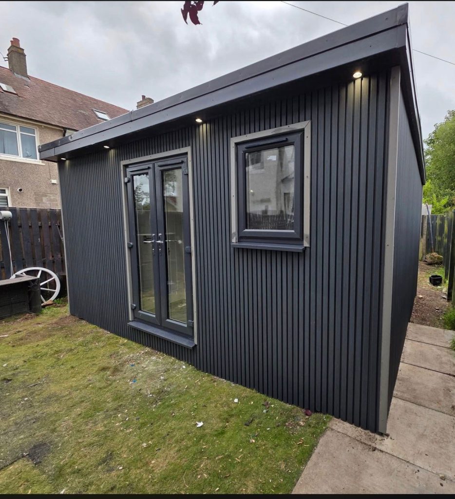 Black garden room decking detail