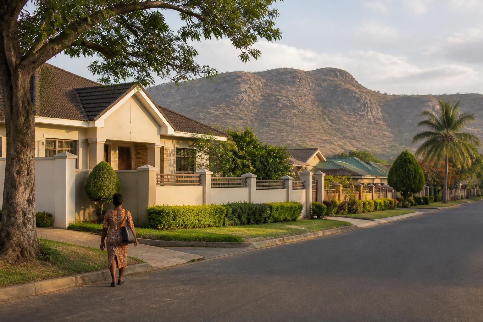 Calm neighborhood street with attractive family homes.
