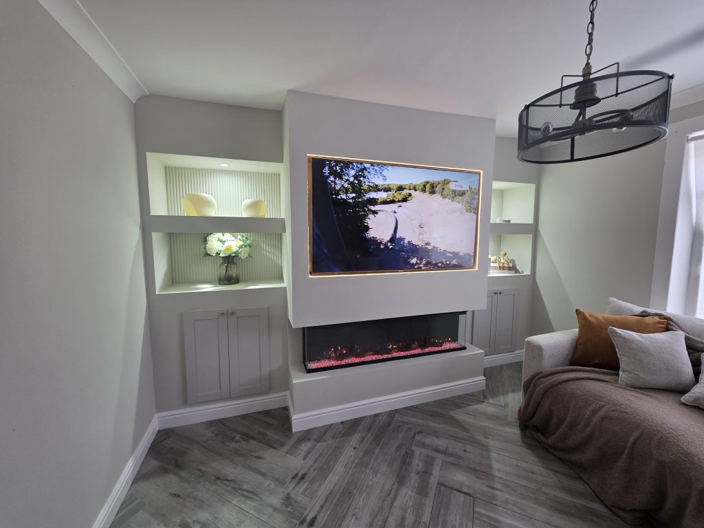 Completed White Media Wall