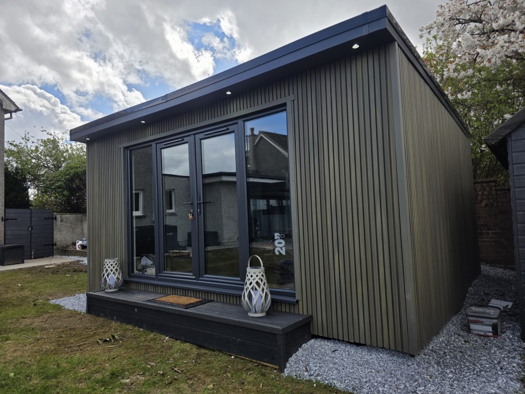 Garden room exterior with canopy